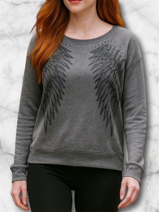Rock & Republic Tops - Rock & Republic Angel Wing Long Sleeved Sweatshirt Top Rhinestone Bling Size XS